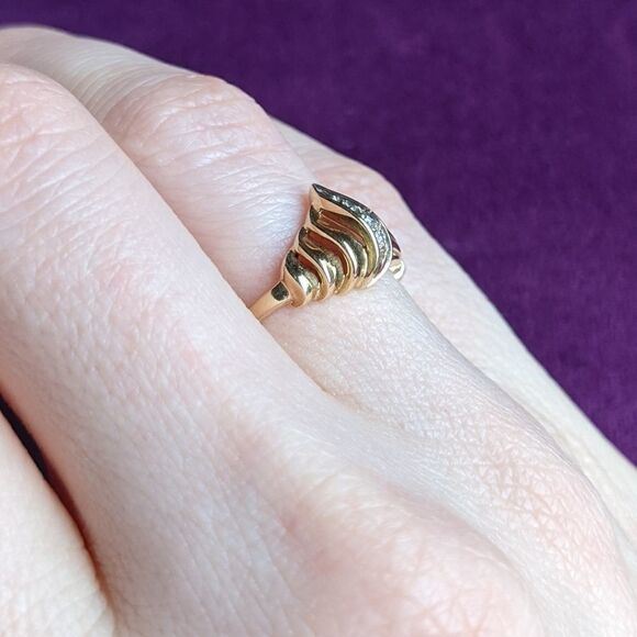 asymmetrical vintage 14k gold ring - Picture 4 of 7